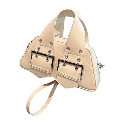 UERSJWYSO Kleine Handtasche aus PU-Leder für Damen Metallschnalle Y2K-Umhängetasche Umhängetaschen Ausgehtaschen,Weiß von UERSJWYSO