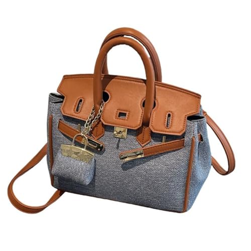 UERSJWYSO Leder-Patchwork-Denim-Handtaschen für Damen Trendige Umhängetasche Schultertasche Henkeltasche,2 von UERSJWYSO