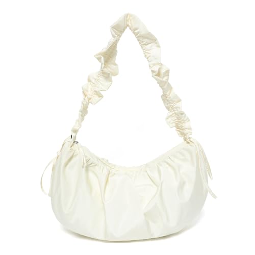 UERSJWYSO Leichte Hobo-Handtaschen für Damen Modisch mit Plissiertem Riemen Lässige Geldbörse Schultertasche Kleine Tragetasche für die Achsel,Apricot von UERSJWYSO