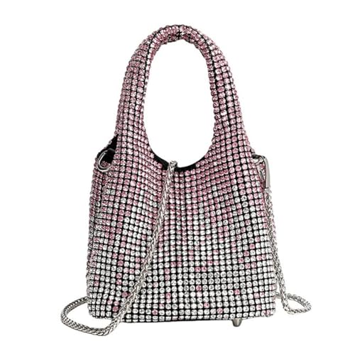 UERSJWYSO Luxuriöse Beuteltasche mit Strasssteinen für Damen, Glitzernde Geldbörsen und Handtaschen mit Farbverlauf und Strasssteinen, Abendtasche,Rosa von UERSJWYSO