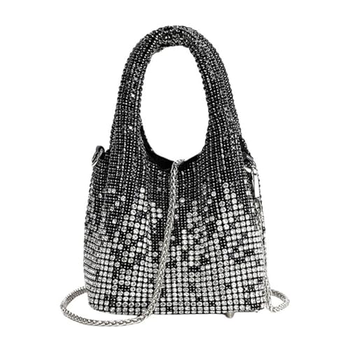 UERSJWYSO Luxuriöse Beuteltasche mit Strasssteinen für Damen, Glitzernde Geldbörsen und Handtaschen mit Farbverlauf und Strasssteinen, Abendtasche,Schwarz von UERSJWYSO
