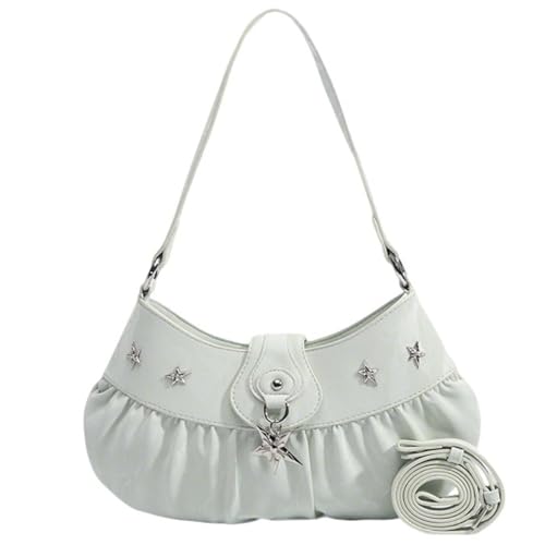 UERSJWYSO Mode Umhängetasche Für Frauen Weiche Achseltasche Mini Y2K Hobo Halbmond Rüschen Stern Handtasche Umhängetasche,Grün von UERSJWYSO