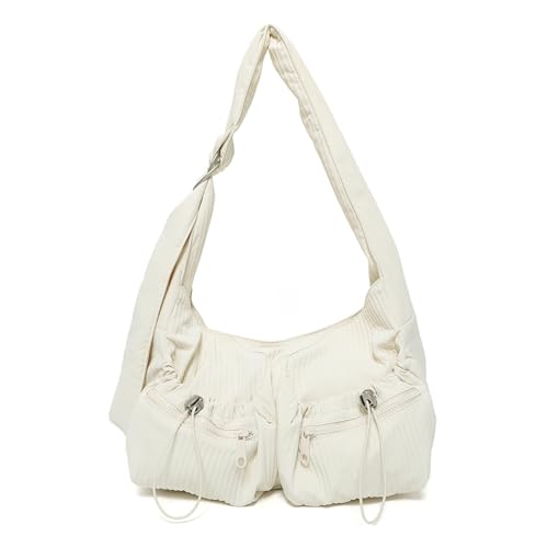 UERSJWYSO Modische Umhängetasche mit Breiten Riemen für Damen Einfarbig Mehrere Taschen Leichte Umhängetasche,Weiß von UERSJWYSO