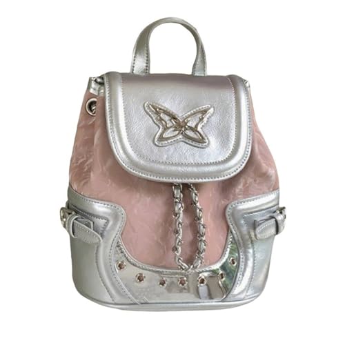 UERSJWYSO Niedlicher Mini PU Leder Rucksack Für Frauen Mode Casual Schmetterling Verstellbarer Schultergurt Kleine Tasche,Rosa von UERSJWYSO