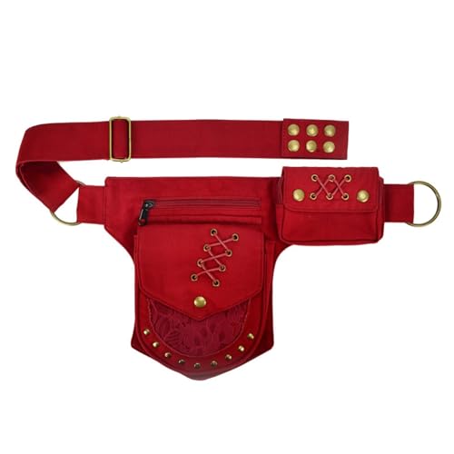 UERSJWYSO Renaissance-Gürtel, Hüfttasche für Damen und Herren Festival-Gürteltasche Praktische Hüfttasche Renaissance-Zubehör,Rot von UERSJWYSO
