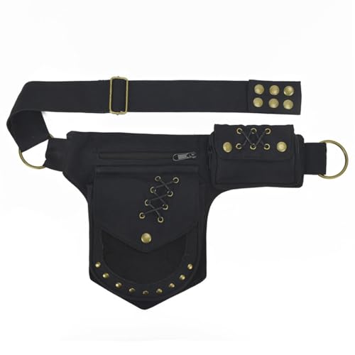 UERSJWYSO Renaissance-Gürtel, Hüfttasche für Damen und Herren Festival-Gürteltasche Praktische Hüfttasche Renaissance-Zubehör,Schwarz von UERSJWYSO