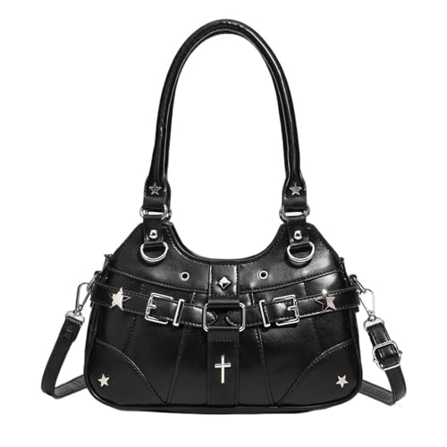 UERSJWYSO Schulter Hobo Taschen Für Frauen Trendige Umhängetasche Wasserdichter Leder Top Handle Y2k Casual Mini Tote Bags,Schwarz von UERSJWYSO