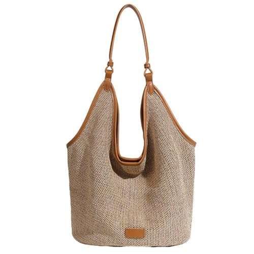 UERSJWYSO Stroh Strandtaschen Für Frauen Casual Classics Handgemachte Gewebte Einkaufstasche Sommer Mesh Hohle Urlaub Umhängetaschen,Braun von UERSJWYSO