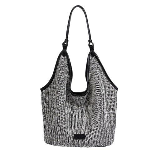 UERSJWYSO Stroh Strandtaschen Für Frauen Casual Classics Handgemachte Gewebte Einkaufstasche Sommer Mesh Hohle Urlaub Umhängetaschen,Schwarz von UERSJWYSO