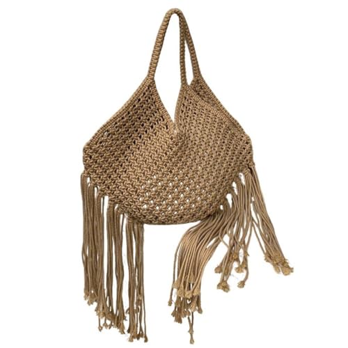 UERSJWYSO Umhängetaschen Für Frauen Quaste Western Cowgirl Niedliche Satchel Taschen Stricken Vintage Strand Gewebte Tote Handtaschen,Khaki von UERSJWYSO