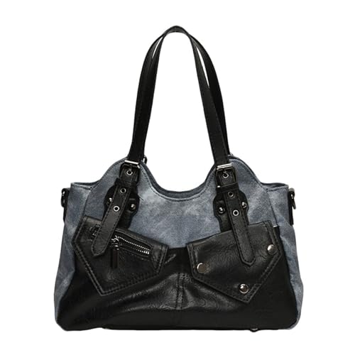 UERSJWYSO Vintage Y2K Umhängetasche für Damen PU-Leder Hobo-Schultertaschen Crossbody-Clutch Geldbörsen Trendige Tragetaschen,Blau von UERSJWYSO