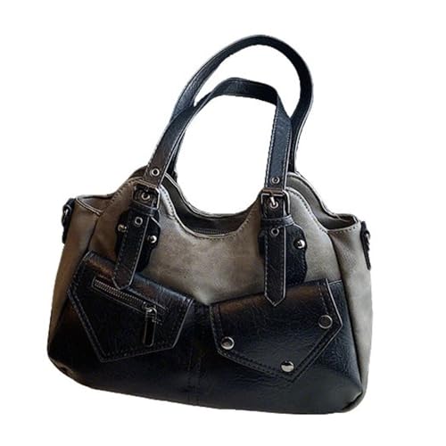 UERSJWYSO Vintage Y2K Umhängetasche für Damen PU-Leder Hobo-Schultertaschen Crossbody-Clutch Geldbörsen Trendige Tragetaschen,Grau von UERSJWYSO