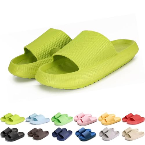 UERSUR Original Cozy Slides Damen,Schlappen Wolken Damen,Pumis Schlappen Wolkenschuhe Weich rutschfest Hausschuhe Für Kinder Adults (Green-1, 40/41 EU) von UERSUR