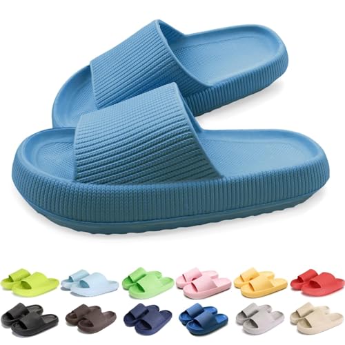 UERSUR Pummy Hausschuhe,Pumis Schlappen,Cozy Slides Original Cloud Slippers Schlappen Damen Badelatschen Herren (Blue-3, Erwachsene, Damen, 36, Numerisch (von/bis), EU Schuhgrößensystem, 37, M) von UERSUR