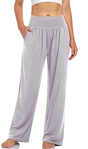 UEU Damen Casual Lose Weite Bein Gemütliche Hose Yoga Sweatpants Bequeme Hohe Taille Sport Athletic Lounge Hose mit Taschen, hellgrau, X-Groß UEU Damen Casual Lose Weite Bein Gemütliche Hose Yoga Sweatpants Bequeme Hohe Taille Sport Athletic Lounge Hose mit Taschen, hellgrau, X-Groß von UEU