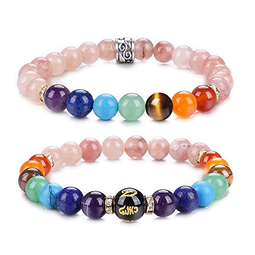 UEUC Chakra-Armbänder für Frauen, Yoga 7 Chakra-Kristalle, Edelstein-Armband, 8 mm Kristall-Meditations-Energieausgleichsarmbänder(#20) von UEUC