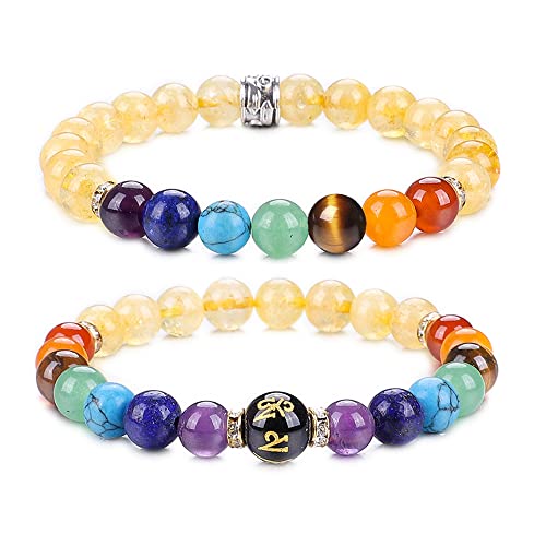 UEUC Chakra-Armbänder für Frauen, Yoga 7 Chakra-Kristalle, Edelstein-Armband, 8 mm Kristall-Meditations-Energieausgleichsarmbänder(#29) von UEUC