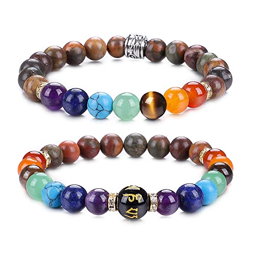 UEUC Chakra-Armbänder für Frauen, Yoga 7 Chakra-Kristalle, Edelstein-Armband, 8 mm Kristall-Meditations-Energieausgleichsarmbänder(#38) von UEUC