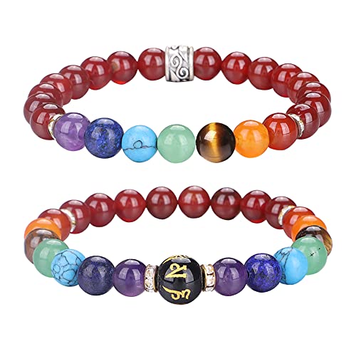 UEUC Chakra-Armbänder für Frauen, Yoga 7 Chakra-Kristalle, Edelstein-Armband, 8 mm Kristall-Meditations-Energieausgleichsarmbänder(#47) von UEUC