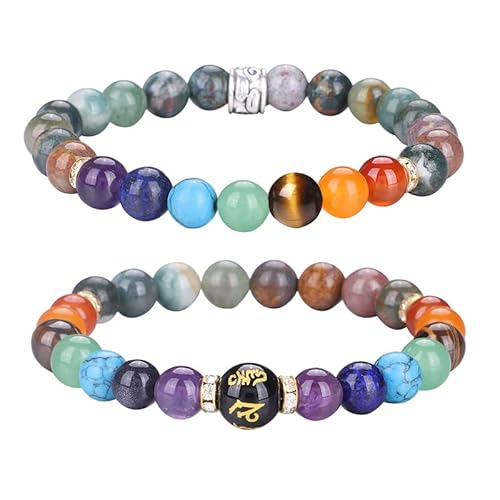 UEUC Chakra-Armbänder für Frauen, Yoga 7 Chakra-Kristalle, Edelstein-Armband, 8 mm Kristall-Meditations-Energieausgleichsarmbänder(#49) von UEUC