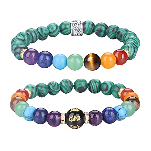 UEUC Chakra-Armbänder für Frauen, Yoga 7 Chakra-Kristalle, Edelstein-Armband, 8 mm Kristall-Meditations-Energieausgleichsarmbänder(#51) von UEUC