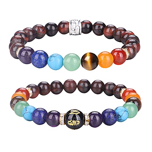 UEUC Chakra-Armbänder für Frauen, Yoga 7 Chakra-Kristalle, Edelstein-Armband, 8 mm Kristall-Meditations-Energieausgleichsarmbänder(#53) von UEUC