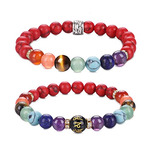 UEUC Chakra-Armbänder für Frauen, Yoga 7 Chakra-Kristalle, Edelstein-Armband, 8 mm Kristall-Meditations-Energieausgleichsarmbänder(#54) von UEUC