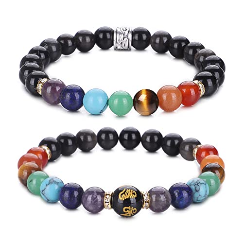 UEUC Chakra-Armbänder für Frauen, Yoga 7 Chakra-Kristalle, Edelstein-Armband, 8 mm Kristall-Meditations-Energieausgleichsarmbänder(#76) von UEUC