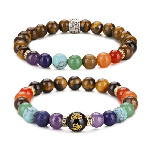 UEUC Chakra-Armbänder für Frauen, Yoga 7 Chakra-Kristalle, Edelstein-Armband, 8 mm Kristall-Meditations-Energieausgleichsarmbänder(#81) von UEUC