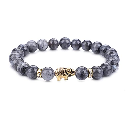 UEUC Elefanten-Edelstein-Armband für Frauen, 8 mm Naturstein-Yoga-Kristall-Stretch-Armband(#31) von UEUC