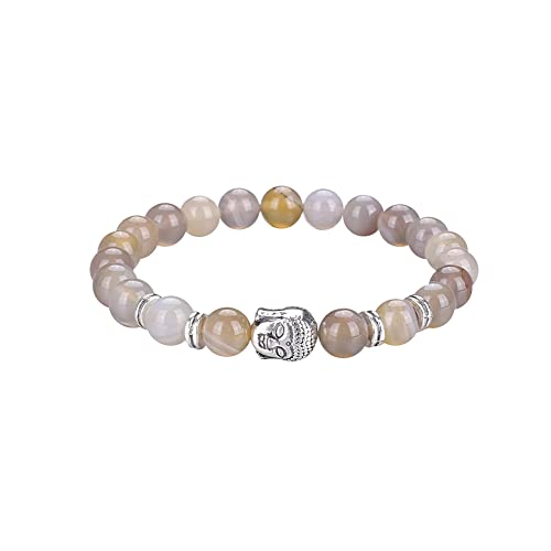 UEUC Tibetisches Buddha-Armband, echte Natursteine 0,8 cm Tigerauge Yoga-Armband, lässiges Armband für Damen und Herren(#12) von UEUC