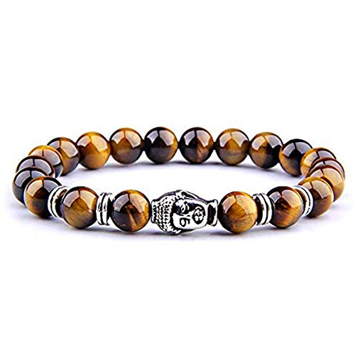 UEUC Tibetisches Buddha-Armband, echte Natursteine 0,8 cm Tigerauge Yoga-Armband, lässiges Armband für Damen und Herren(#A) von UEUC
