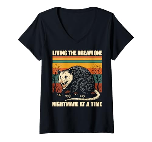 Damen Living The Dream One Nightmare at A Time Lustiges Meme T-Shirt mit V-Ausschnitt Damen Living The Dream One Nightmare at A Time Lustiges Meme T-Shirt mit V-Ausschnitt von Überarbeitet Erwachsenwerden Sarkastisch