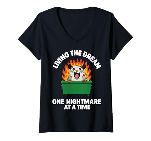 Damen Living The Dream One Nightmare at A Time Lustiges Meme T-Shirt mit V-Ausschnitt Damen Living The Dream One Nightmare at A Time Lustiges Meme T-Shirt mit V-Ausschnitt von Überarbeitet Erwachsenwerden Sarkastisch