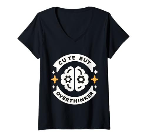 Damen Cute But Overthinker Introvert Overthinking Personality ||- T-Shirt mit V-Ausschnitt Damen Cute But Overthinker Introvert Overthinking Personality ||- T-Shirt mit V-Ausschnitt von Überdenken des Geistesbewusstseins Humor