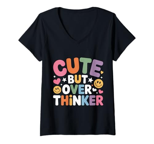 Damen Cute But Overthinker Introvert Overthinking Personality ||- T-Shirt mit V-Ausschnitt Damen Cute But Overthinker Introvert Overthinking Personality ||- T-Shirt mit V-Ausschnitt von Überdenken des Geistesbewusstseins Humor
