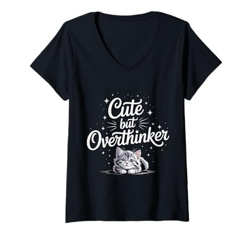 Damen Cute But Overthinker |- T-Shirt mit V-Ausschnitt Damen Cute But Overthinker |- T-Shirt mit V-Ausschnitt von Überdenken des Geistesbewusstseins Humor