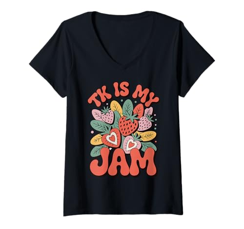 Damen Tk is My JamErdbeere Übergangskindergarten T-Shirt mit V-Ausschnitt Damen Tk is My JamErdbeere Übergangskindergarten T-Shirt mit V-Ausschnitt von Übergangskindergarten Vorschule Tk lehrer