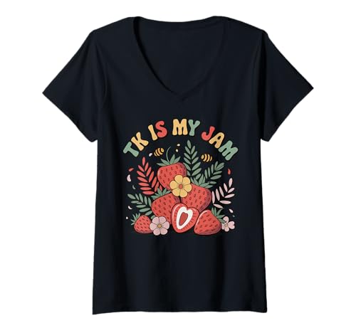 Damen Tk is My JamErdbeere Übergangskindergarten T-Shirt mit V-Ausschnitt Damen Tk is My JamErdbeere Übergangskindergarten T-Shirt mit V-Ausschnitt von Übergangskindergarten Vorschule Tk lehrer