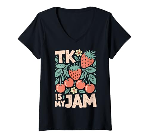 Damen Tk is My JamErdbeere Übergangskindergarten T-Shirt mit V-Ausschnitt Damen Tk is My JamErdbeere Übergangskindergarten T-Shirt mit V-Ausschnitt von Übergangskindergarten Vorschule Tk lehrer