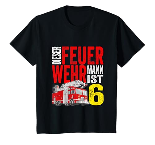 Kinder Feuerwehr Auto 6. Geburtstag Junge Mädchen 6 Jahre T-Shirt Kinder Feuerwehr Auto 6. Geburtstag Junge Mädchen 6 Jahre T-Shirt von Überraschung für deinen 6 jährigen Feuerwehrmann
