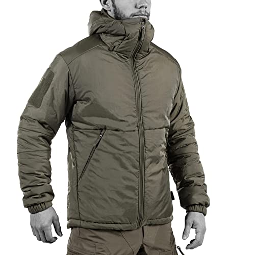 UF Pro Delta Compac Jacket Taktische Winter-Jacke, Winddicht, Wasserabweisend mit kleinem Packmaß (Steingrau-Oliv, L) von UF Pro