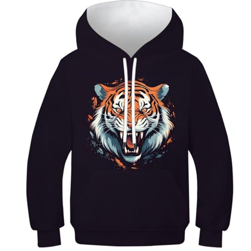 UFAZEHDNS 3D-Druck Tiger Teen Girl Boy Hoodie Sweatshirts PulLieber Langarm Für Jungen Mädchen Familie Winter Und Urlaub Partys 9-11Y von UFAZEHDNS
