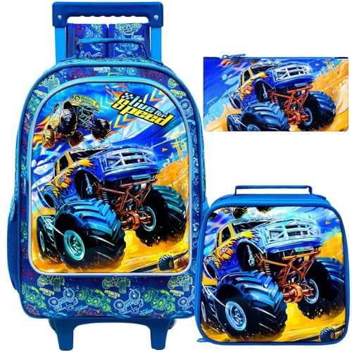 UFNDC Rollrucksack für Jungen, coole Büchertasche mit Rädern, Schultasche mit Rädern, für Grundschulreisen, 4 Stück, Rollrucksack mit UV-Druck, Einheitsgröße, Rollrucksack mit UV-Druck UFNDC Rollrucksack für Jungen, coole Büchertasche mit Rädern, Schultasche mit Rädern, für Grundschulreisen, 4 Stück, Rollrucksack mit UV-Druck, Einheitsgröße, Rollrucksack mit UV-Druck von UFNDC