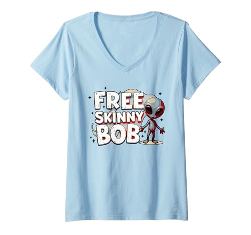 Damen Wir müssen Skinny Bob, den grauen Alien, befreien, der gefangen gehalten Wird T-Shirt mit V-Ausschnitt Damen Wir müssen Skinny Bob, den grauen Alien, befreien, der gefangen gehalten Wird T-Shirt mit V-Ausschnitt von UFO / UAP Pilot Crashed On Earth