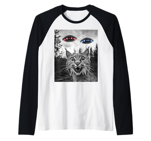 Bobcat Selfie mit Alien UFO Männer Frauen Jungen Mädchen Kinder Raglan von UFO Explorers