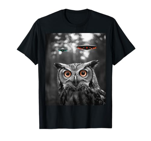 Eule Selfie mit Alien UFO Männer Frauen Jungen Mädchen Kinder T-Shirt von UFO Explorers