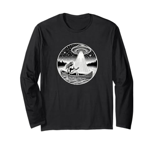 Kanu Outdoor Camping Camp Frau Mädchen Langarmshirt Kanu Outdoor Camping Camp Frau Mädchen Langarmshirt von UFO Flying Saucer Abduction Alien Space by Jess