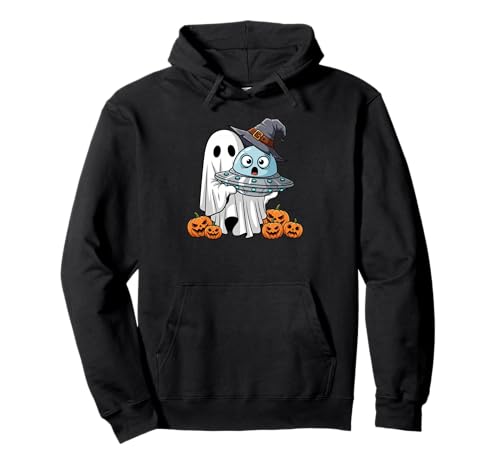 Lustiger Geist UFO Alien Kürbis Halloween Kinder Herren Damen Pullover Hoodie von UFO Lovers Cute Halloween Outfits for Boy Girl