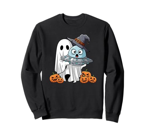 Lustiger Geist UFO Alien Kürbis Halloween Kinder Herren Damen Sweatshirt von UFO Lovers Cute Halloween Outfits for Boy Girl
